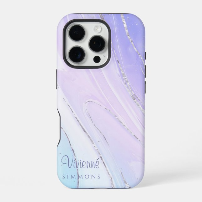 Lila rosa Tosca Ombre Marble anpassbar iPhone 16 Pro Hülle (Rückseite)