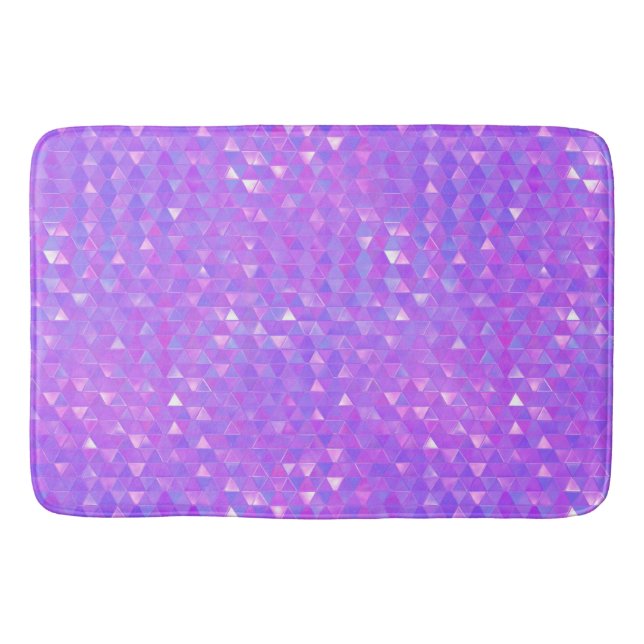 Lila rosa, trendige Dreiecke Geometrisches Muster Badematte (Vorderseite)