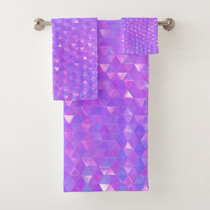 Lila Rosa Trendige Dreiecke Geometrisches Muster Badhandtuch Set