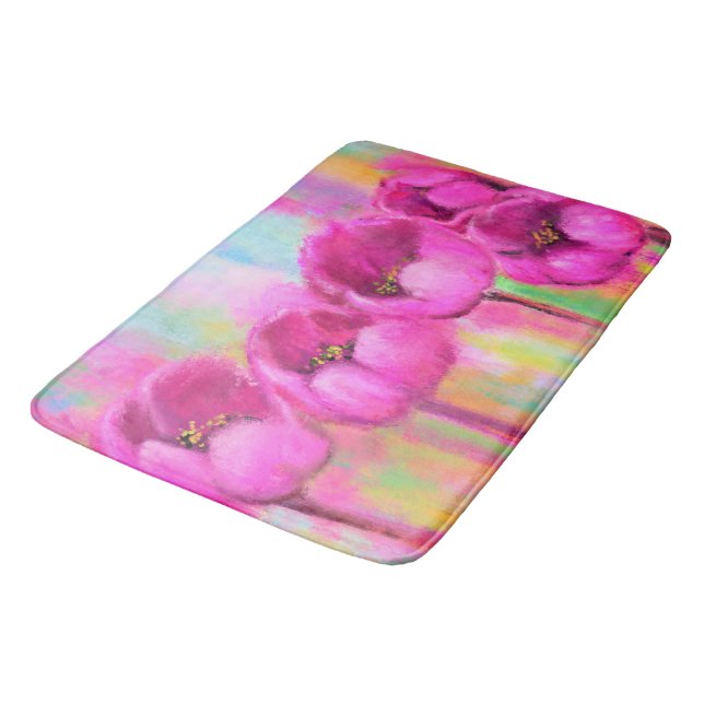 Lila Rosa Tulips Badematte (Schrägansicht)