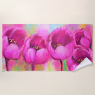 Lila Rosa Tulpen Strandtuch