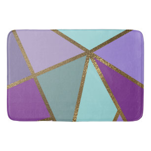 Lila Rosa Türkis Türkis & Bronze Gold Geometrisch Badematte