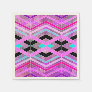 Lila Rosa-u. Aqua-geometrische Überfahrt-Streifen Serviette
