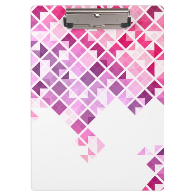 Lila, rosa u. weißes geometrisches Muster Klemmbrett (Vorderseite)