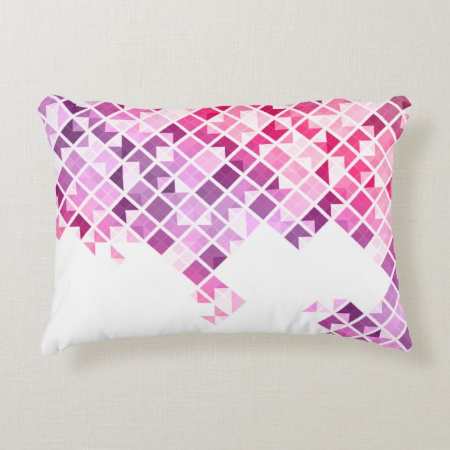 Lila, rosa u. weißes geometrisches Muster Zierkissen (Vorderseite)