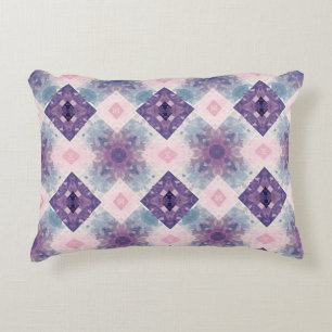 Lila rosa und blau geometrische Wasserfarbe Diaman Dekokissen