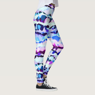 Lila, rosa und blaue Abstrakte Streifen Leggings