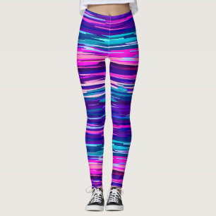 Lila, rosa und blaue Abstrakte Streifen Leggings