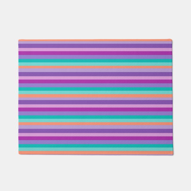 Lila, rosa und blaue Linien Fußmatte (Vorderseite)