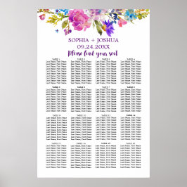 Lila Rosa- und Blautafel für Hochzeiten Poster