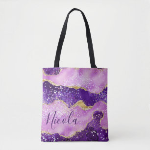 Lila & Rosa und falscher Goldglitter Achat Tasche