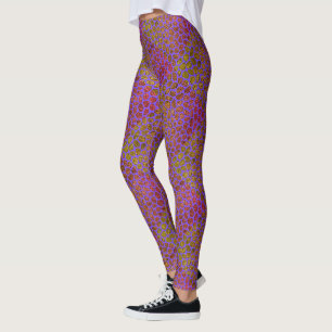 Lila, rosa und goldfarbene moderne Mosaiktierdruck Leggings