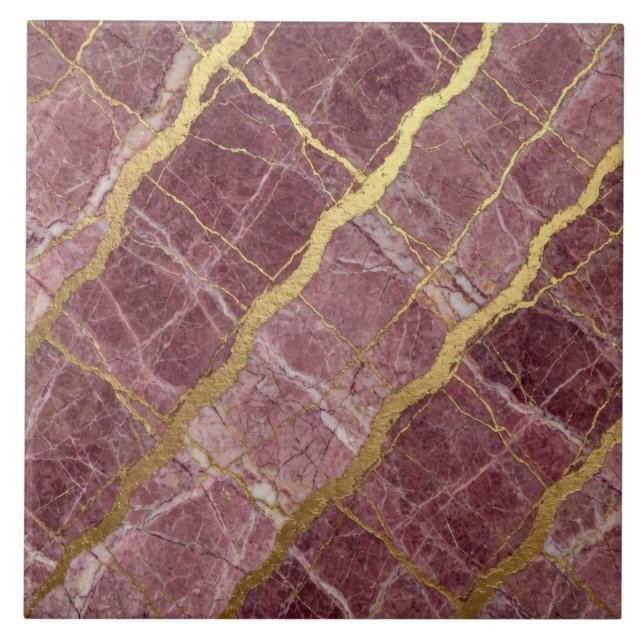 Lila Rosa und Goldmarmor Fliese (Vorderseite)