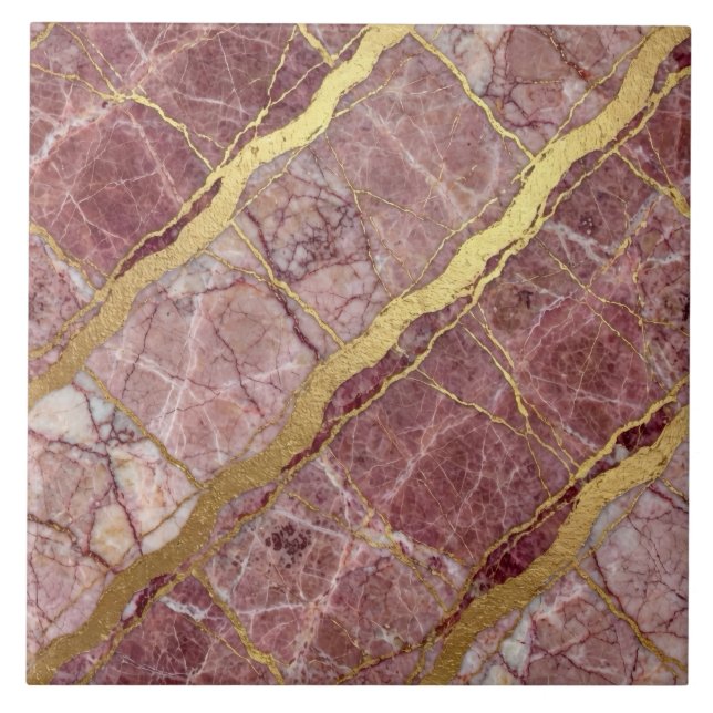 Lila Rosa und Goldmarmor Fliese (Vorderseite)