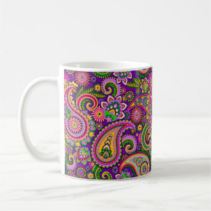 Lila, rosa und grüne Paisley Kaffeetasse