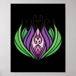 Lila, Rosa und Grüne Zen-Lotusblume  Poster