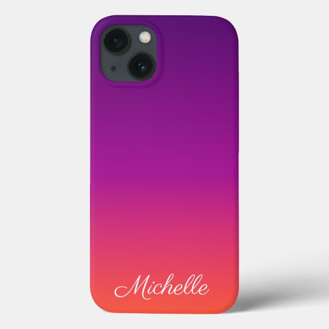 Lila, rosa und orangefarbene Farbskala ombre Case  (Rückseite)