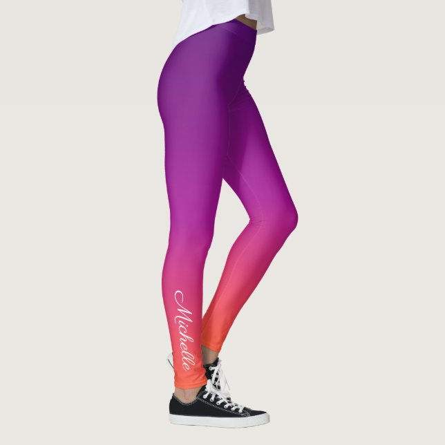 Lila, rosa und orangefarbene Farbvarianten Leggings (Rechts)