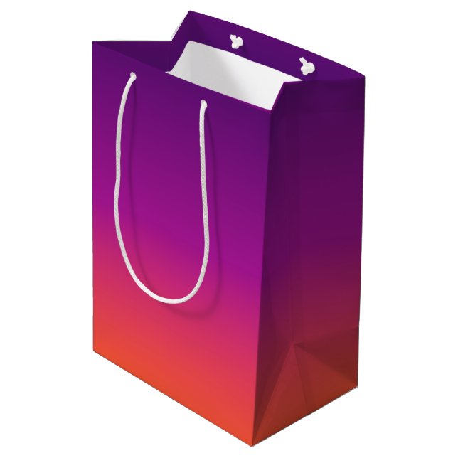 Lila, rosa und orangefarbene Farbvarianten Mittlere Geschenktüte (Rückseite Schrägansicht)