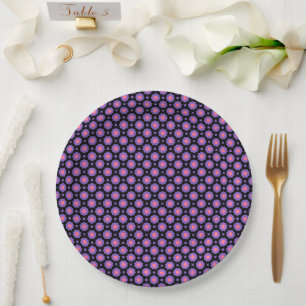 Lila Rosa und Schwarzes Geo Pappteller