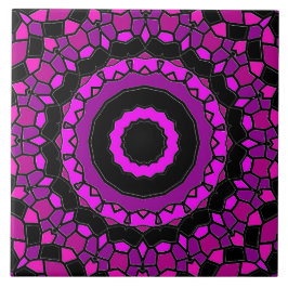Lila Rosa- und Schwarzkaleidoskopmuster Fliese
