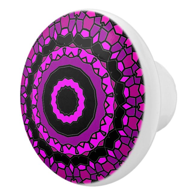 Lila Rosa- und Schwarzkaleidoskopmuster Keramikknauf (Rechts)