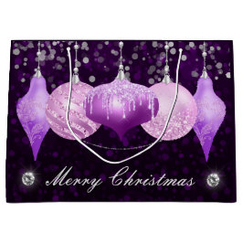 Lila, rosa und silberne Bausteine Frohe Weihnachte Große Geschenktüte