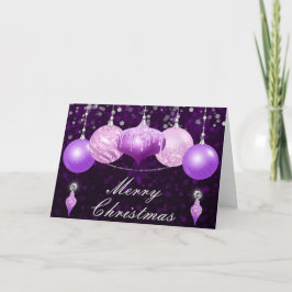 Lila, rosa und silberne Weihnachtsbaumchen Feiertagskarte