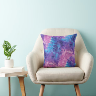 Lila Rosa und Türkis Tie Dye Explosion Kissen