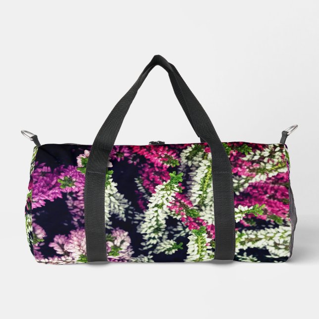 Lila, rosa und weiße Blume Duffle Bag (Vorderseite)