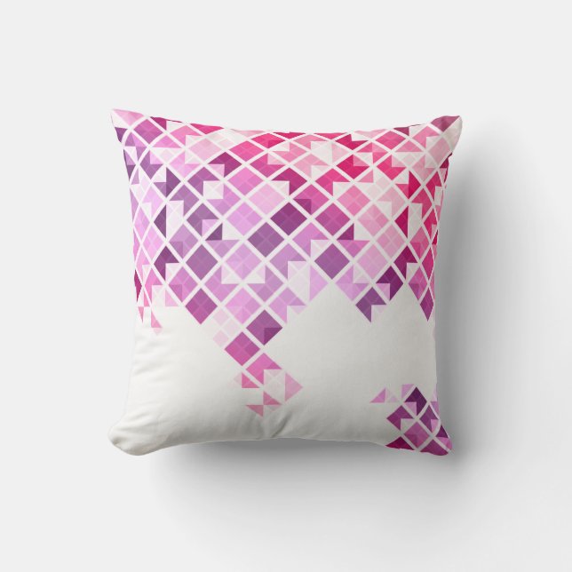 Lila, rosa und weißes geometrisches Muster Kissen (Vorderseite)
