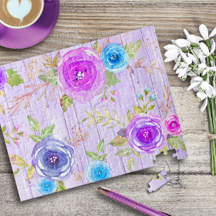 Lila rosa vintage Blumen Watercolor rustikales Hol