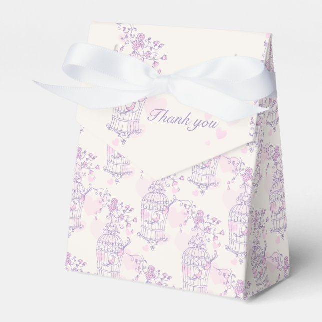 Lila rosa Vogel Dank Gastgeschenk Hochzeit Zelt Bo Geschenkschachtel (Vorderseite)