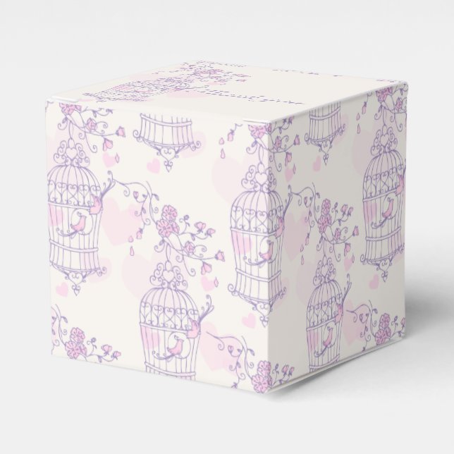 Lila rosa Vogel Danke Gastgeschenk Hochzeit Box Geschenkschachtel (Vorderseite)