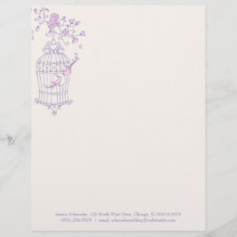 Lila rosa Vogelkäfig Briefkopf