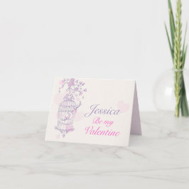 Lila Rosa-Vogelkäfigkarte Feiertagskarte