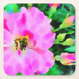 Lila rosa Wasserfarbe Sommerfarbe Rose Rechteckiger Pappuntersetzer