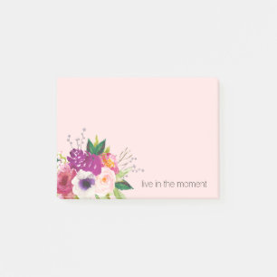 Lila Rosa Wasserfarben Blumen Post-it Klebezettel