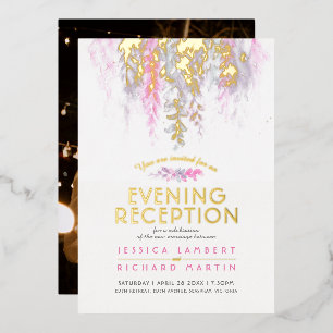 Lila rosa Watercolor-Abend Empfang Folieneinladung