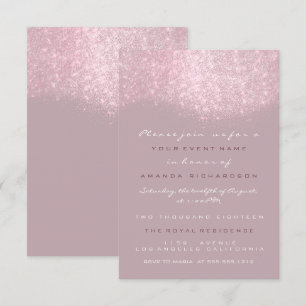 Lila Rosa Weiß Grau Glitter Formal Einladung