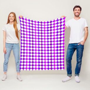 Lila Rosa Weiß Schachbrett Diamantmuster Fleecedecke