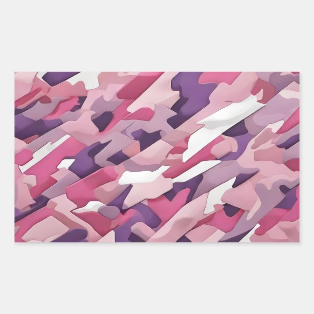 lila-rosa-weiße Kamoflage Rechteckiger Aufkleber (Vorderseite)
