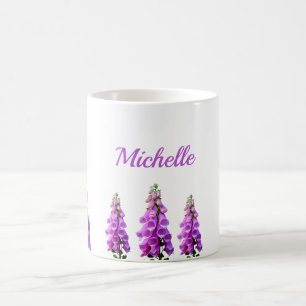 Lila rosa weiße Wildblumen Floralmonogramm Kaffeetasse
