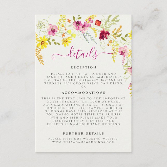 Lila Rosa-Wild-Orchideen-Blume-Wreath-Hochzeit Begleitkarte (Vorderseite)