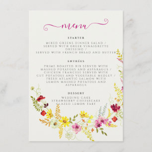Lila Rosa-Wild-Orchideen-Blume-Wreath-Hochzeit Menükarte