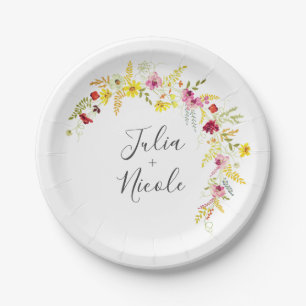 Lila Rosa-Wild-Orchideen-Blume-Wreath-Hochzeit Pappteller