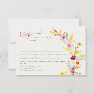Lila Rosa-Wild-Orchideen-Blume-Wreath-Hochzeit RSVP Karte