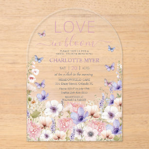 Lila rosa Wildblume Schmetterlinge Liebe im Blut Acryleinladungen