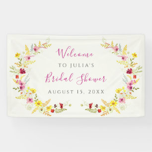Lila Rosa Wilde Orchideen Blumen Brautparty Banner