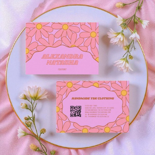 Lila rosa Y2K Blume Handgefertigte Kleidung Visitenkarte (Von Creator hochgeladen)